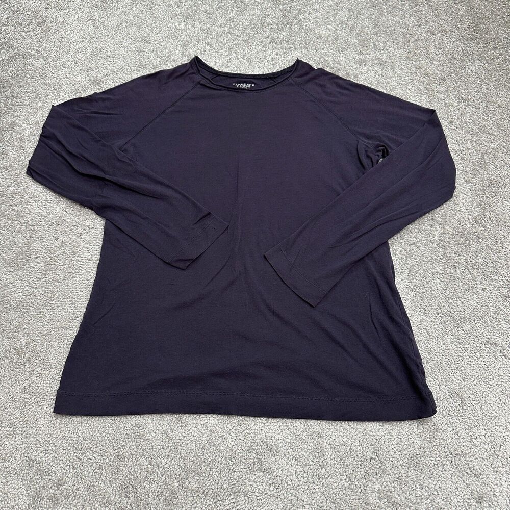 Lands' End Canvas 1963 T-Shirt Womens Medium Blue Crew Neck Long Sleeve Casual